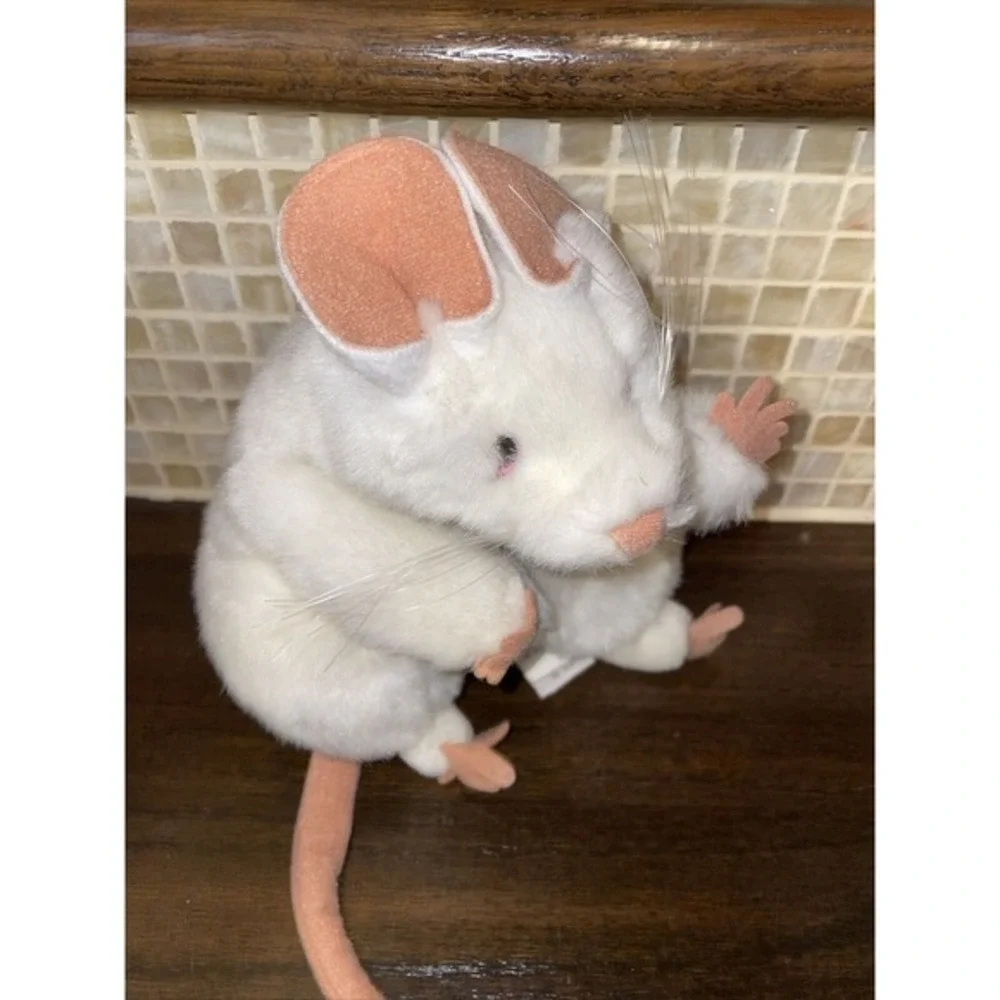 Folkmanis‎ hand Puppet White Mouse Rat  Plush Animal Long Tail 7